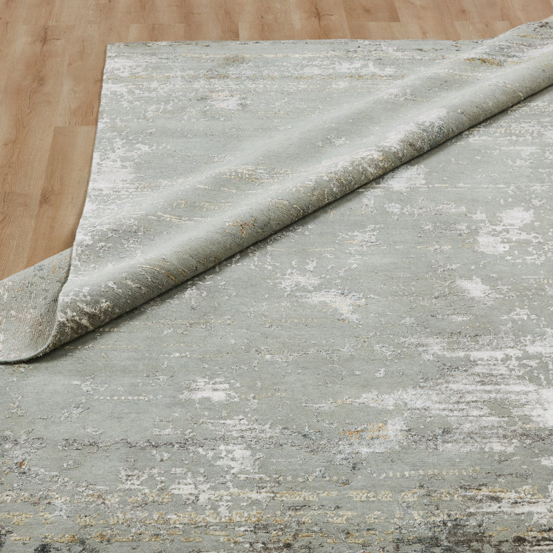 Illusion Weave Hand Knotted Abstract Area Rug, Rectangle 10' x 14'