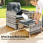 Ensemble de meubles de patio 5 pièces avec coussins de repose-pieds, brun / bleu-490565442-490565444