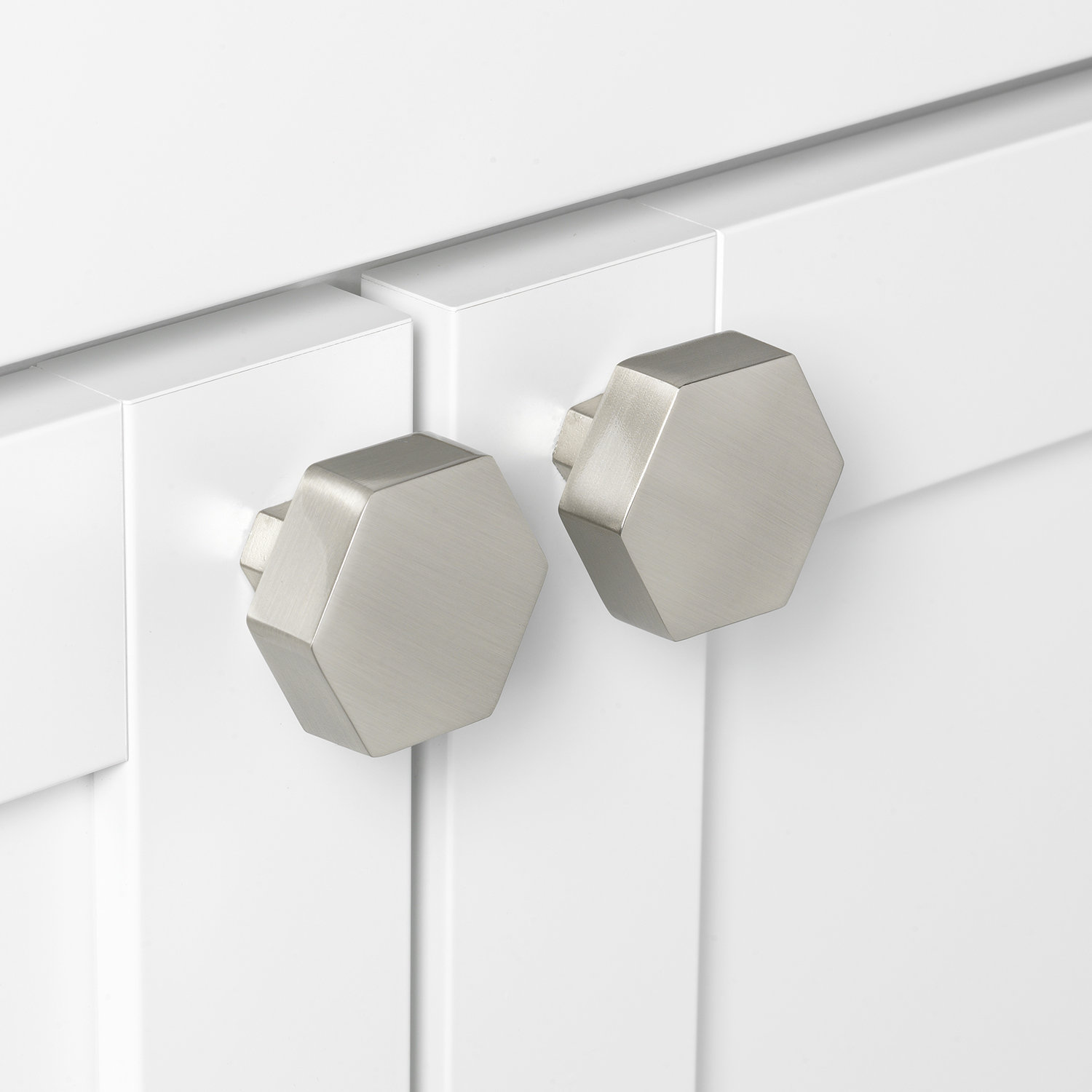 Metal Geometric Cabinet Knob, Satin Nickel