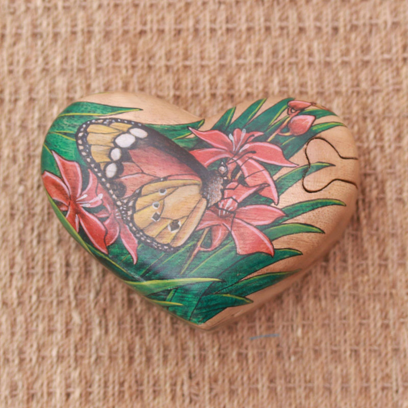 Boîte à puzzle en bois papillon love Cristhian