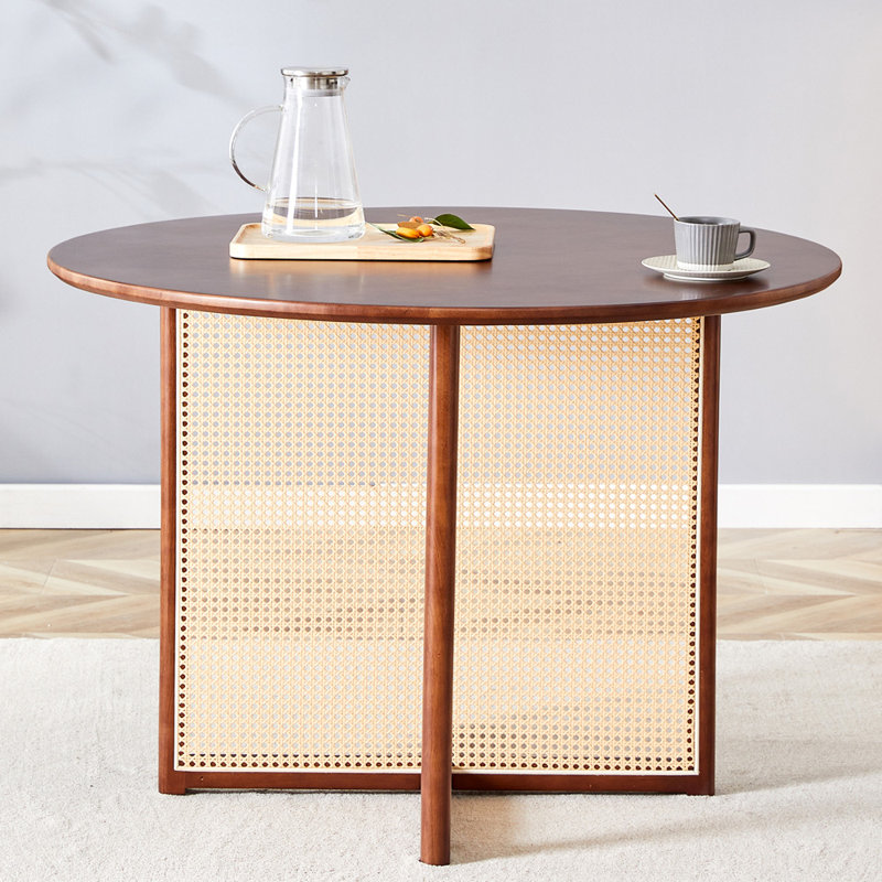 Konradin Round Solid Wood Dining Table, Walnut