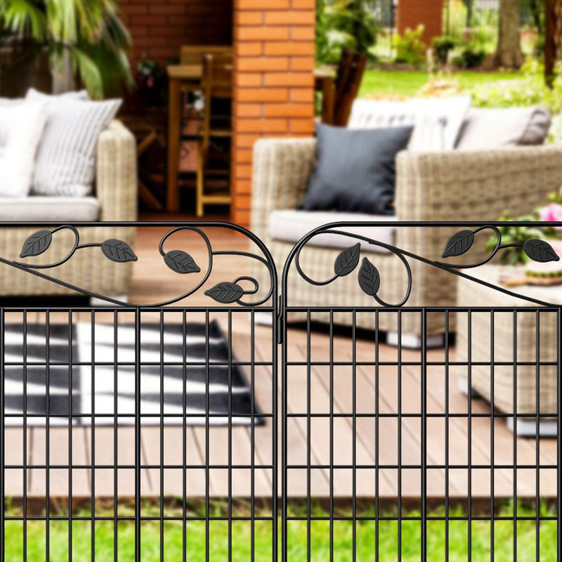 Ensemble de 4 clôtures et bordures de jardin décoratives pour chiens, Noir, H 35,8 po x l 44,1 po x P 2,2 po