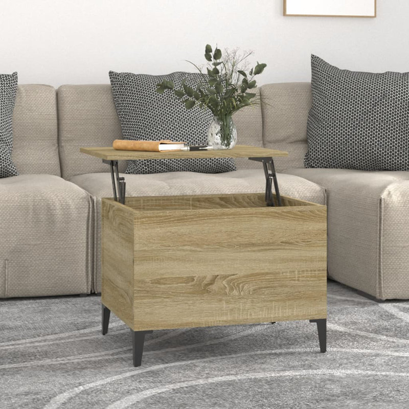 Allishia Lift Top Four Leg Coffee Table with Storage, Sonoma Oak, 60x44.5x45 cm