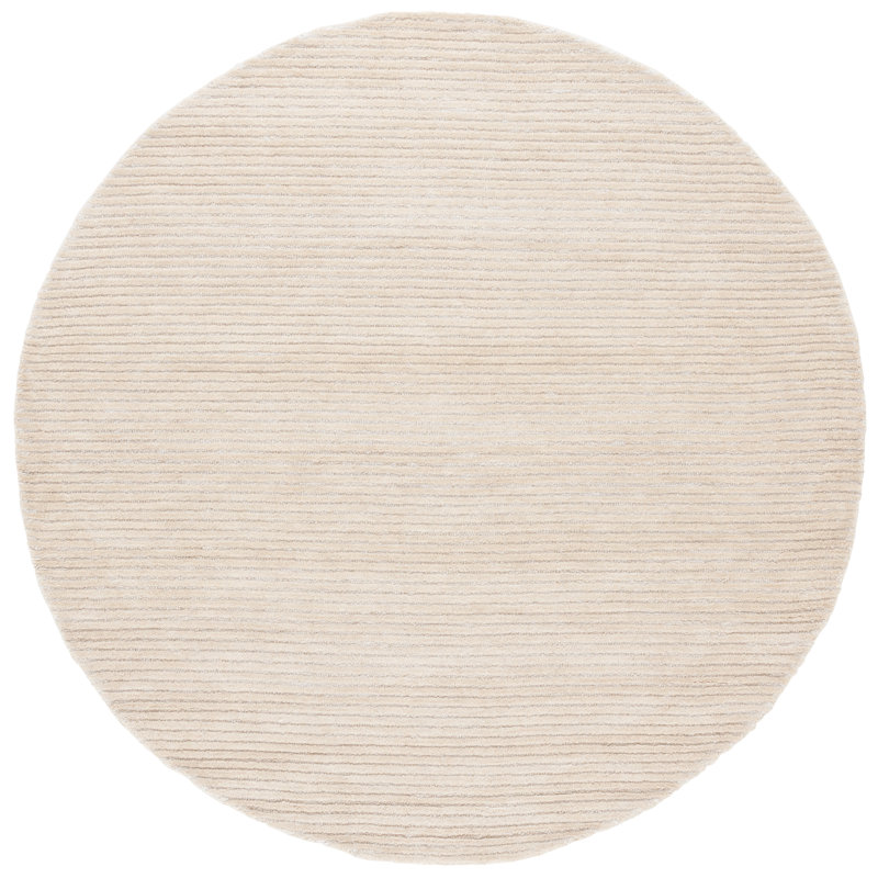 Tapis ivoire touffeté à la main Tadas, Rond 6 pi