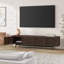 Meuble télé 70 po pour téléviseur de 75 po ou moins avec portes cannelées, rangement et gestion des câbles - Console média de salon Mid-Century moderne en aulne brun | Whitman-998068561-948202710