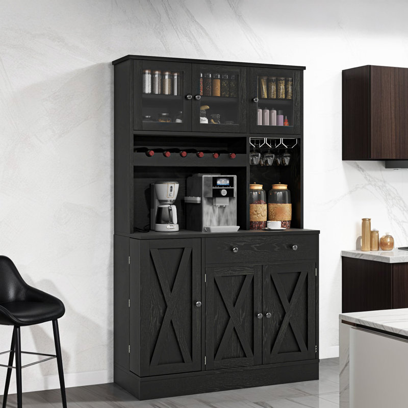 Armoire de rangement avec garde-manger Gracie Oaks, Noir