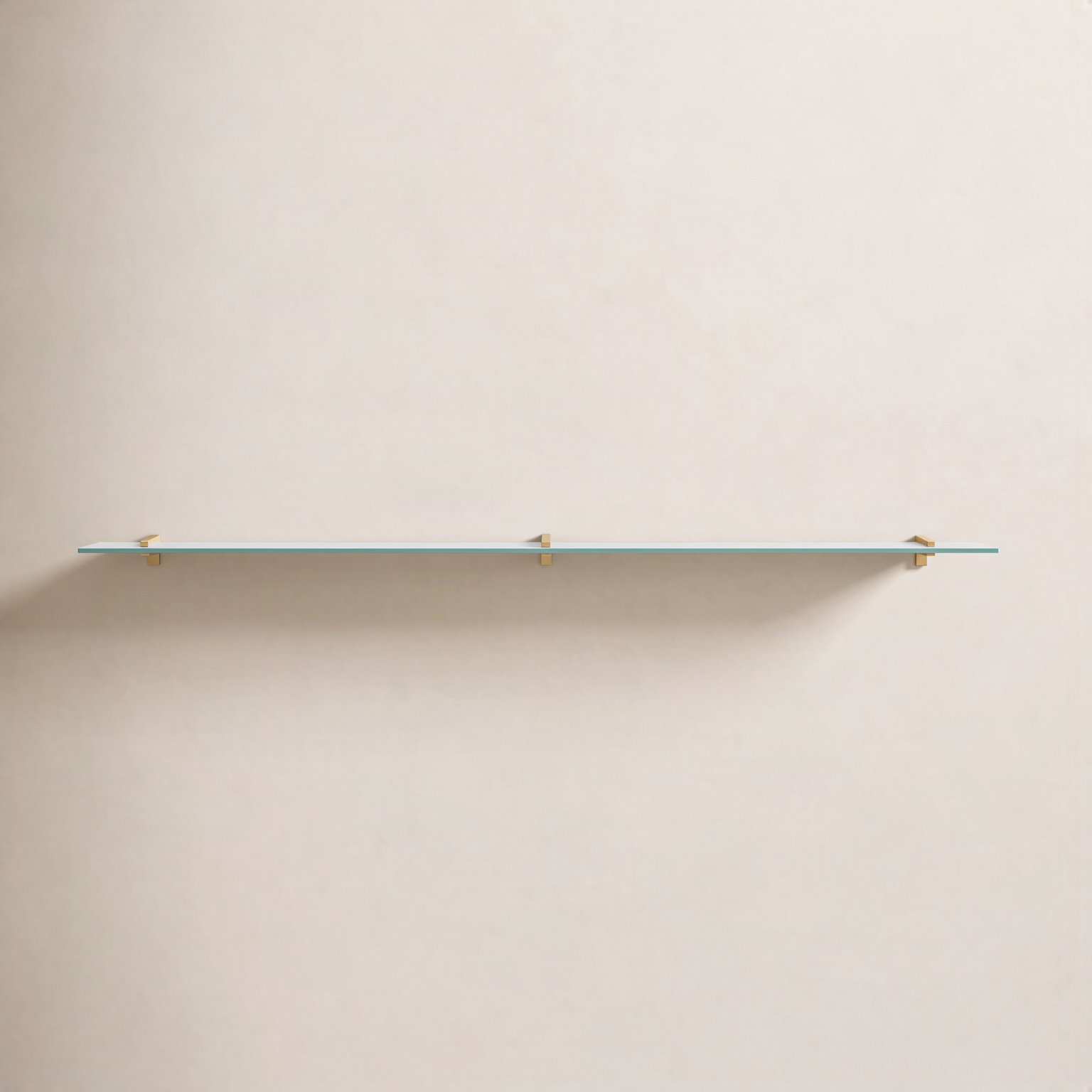 Earlham 72" Tempered Glass Bracket Shelf, Brass