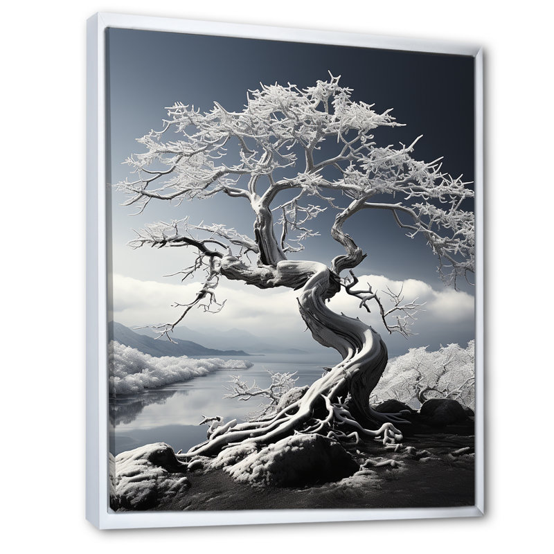 «Dreams» sur toile, noir et blanc, H 44 po x l 34 po x P 1,5 po, Cadre flottant blanc