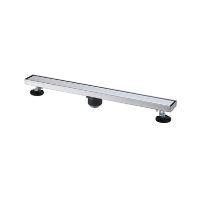 Drain de douche linéaire de 28 pouces avec couvre-tuile amovible, drain de plancher en acier inoxydable nickel brossé 304 avec crépine