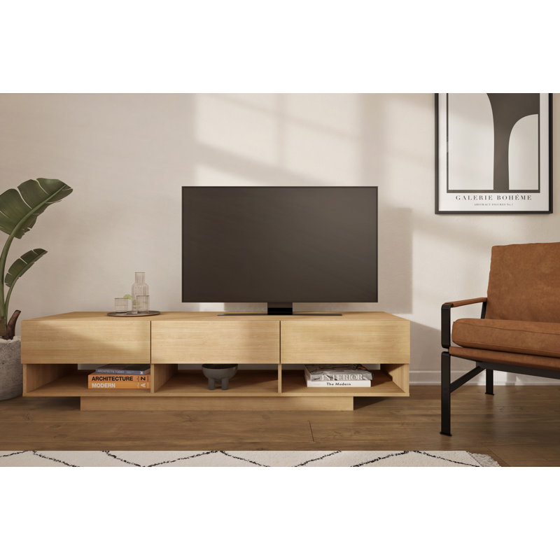 Frankel TV Stand with 3 Drawers for TVs up to 78" , Light Brown, 78"