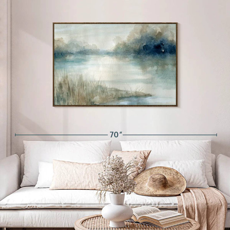 Still Still Waters, 43 po x 29 po, Cadre flottant noyer