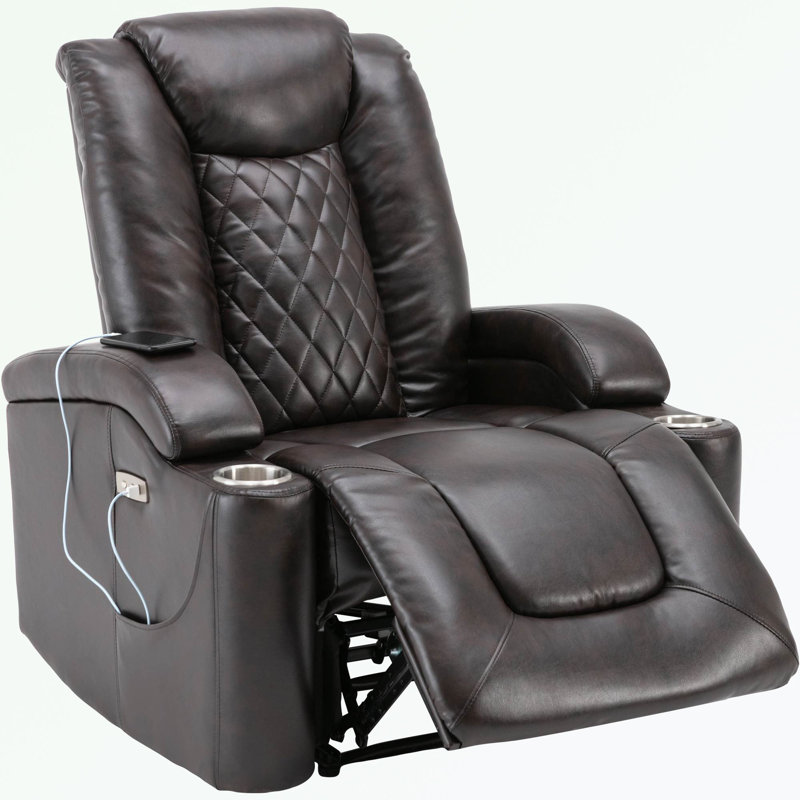Kyrsti Faux Leather Recliner, Brown