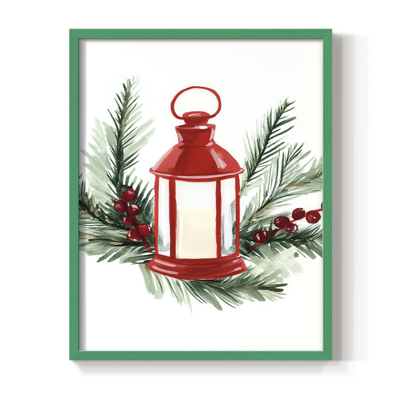 «Christmas Holiday», art encadré en bois massif CECXXXV, H 30 po x l 24 po, Vert