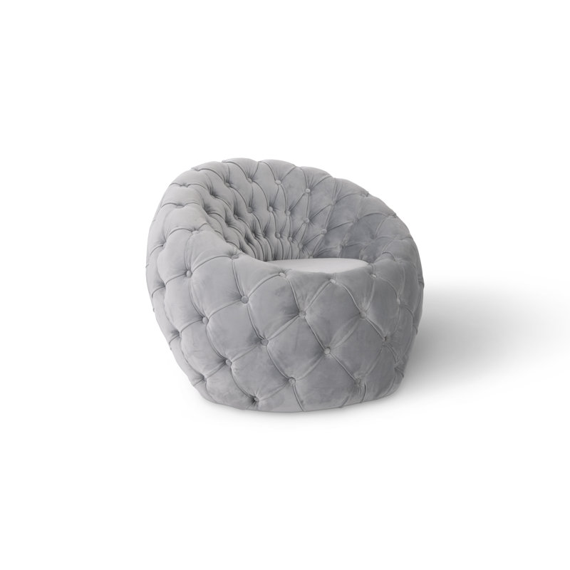 Seating 35" Wide Tufted Barrel Chair, Gray Velvet