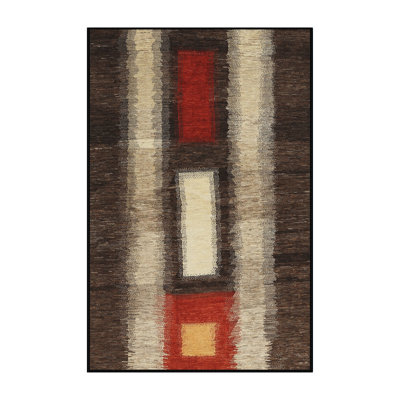 Tapis brun/orange/jaune contemporain