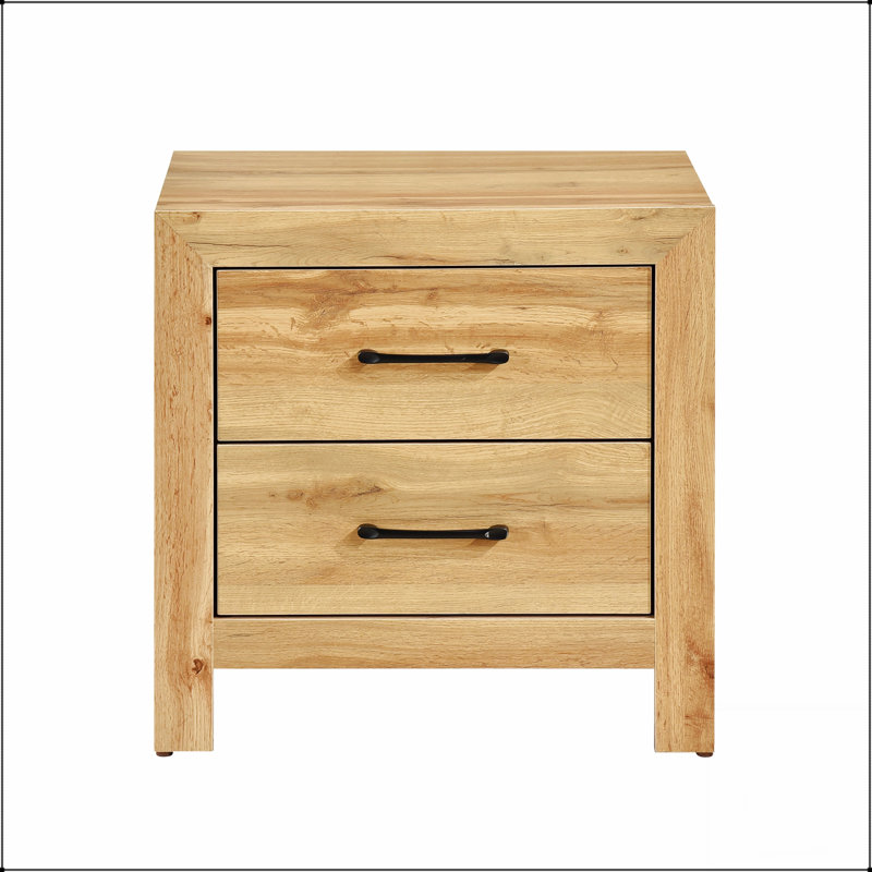 Table de chevet rustique à 2 tiroirs avec construction durable et rangement spacieux pour la chambre à coucher