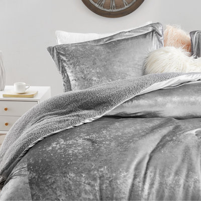 Champagne Alloy Velvet Crush Sherpa Coma Inducer Oversized Comforter Set
