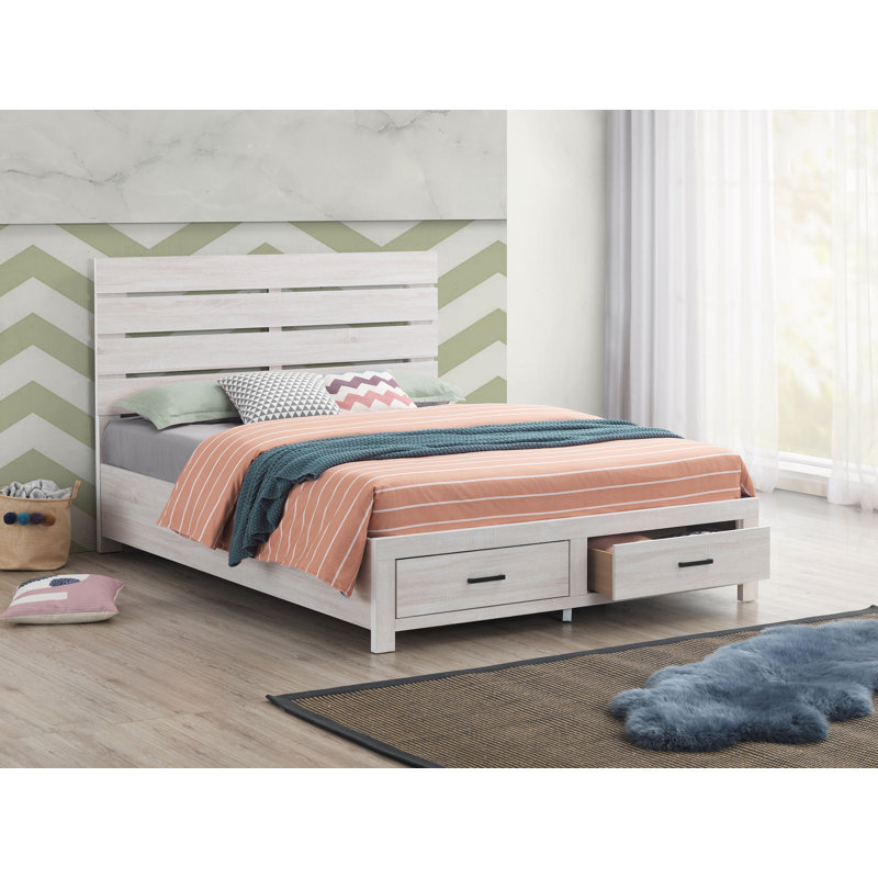 Michalak Platform Storage Bed, Queen, Coastal White