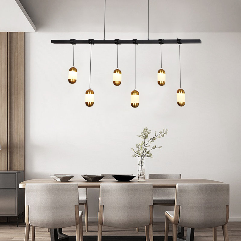 Luminaire suspendu linéaire pour îlot de cuisine 6 lumières Gladstone