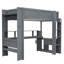 Lit mezzanine pour lit simple en bois gris foncé avec bureau, tablettes de rangement, multicolore et à DEL, DEL, chargement, thème-351896796