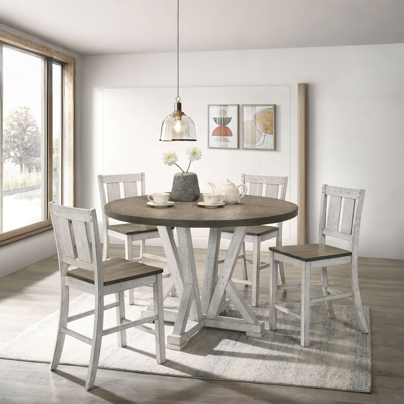 Rustic Style 4 - Person Solid Wood Counter Height Dining Set