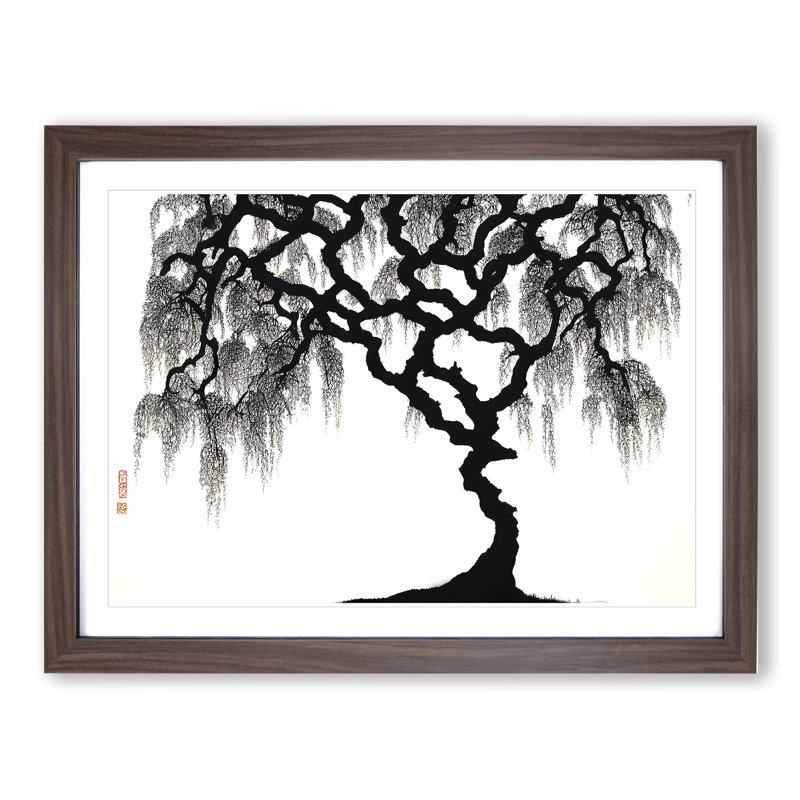 Resplendent Weeping Willow Tree - Single Picture Frame Painting, 25cm H x 34cm W x 2cm D, Walnut Framed