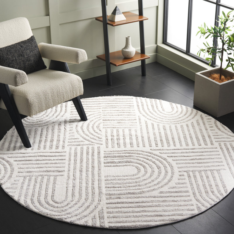 Tapis rayé Izaan Performance Performance, Rond 6 pi