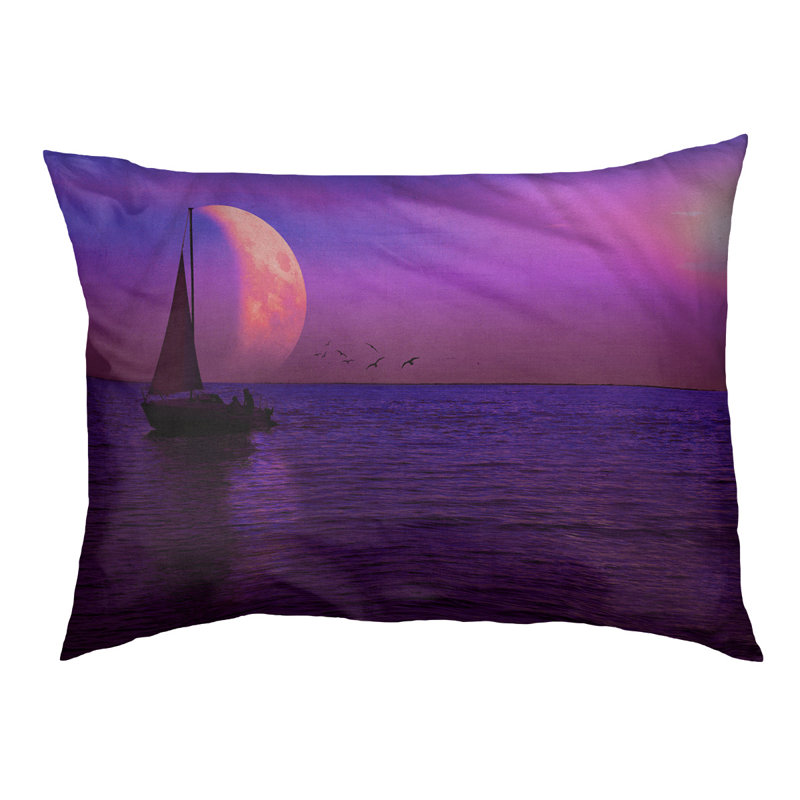 Coussin de lit pour chat magenta lune et voilier Burkhardt, L 19,5 po x l 29,5 po, Noir