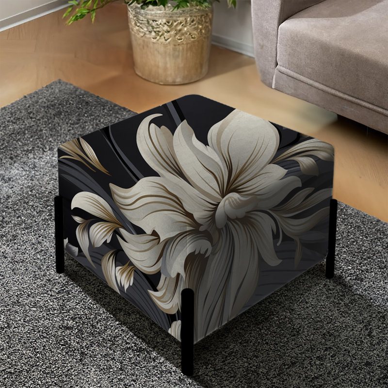 Repose-pieds carré noir glamour Elegance