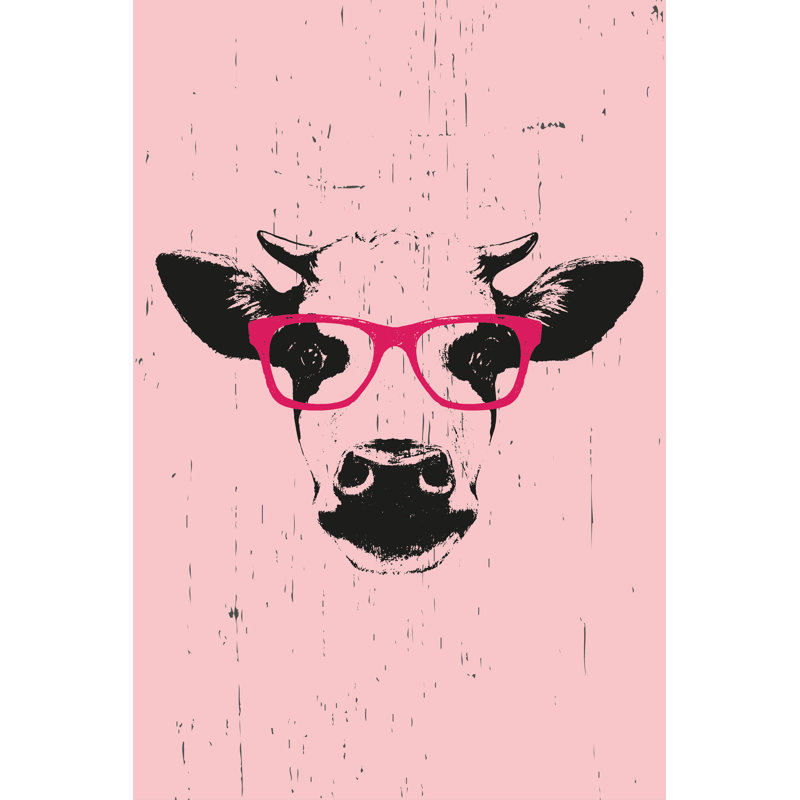 Cow With Glasses - Single Picture Frame Painting on Canvas, 120 cm H x 80 cm W