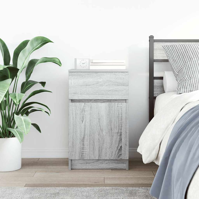 Bedside Cabinet 39X35x65 Cm Engineered Wood, Grey Sonoma