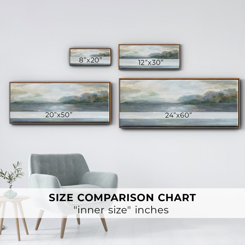 Blue Ethereal- Framed Canvas, 12" H x 30" W