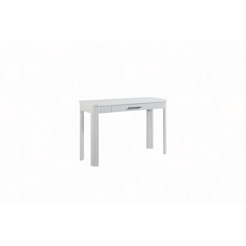 Bureau d'écriture transitionnel avec façade de tiroir en roseaux | Placage de bouleau naturel | Style décontracté et moderne | Bureau compact à domicile