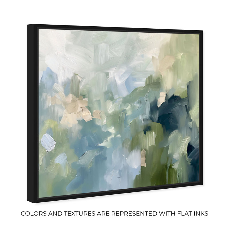 «Minted Brush Canvas Minimal Abstracts» par Art Remedy, H 31 po x l 31 po, Reproduction avec cadre flottant, Noir