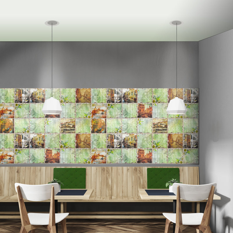Panneau mural en vinyle l 38 po x l 19 po vert/brun Falkirk 3D