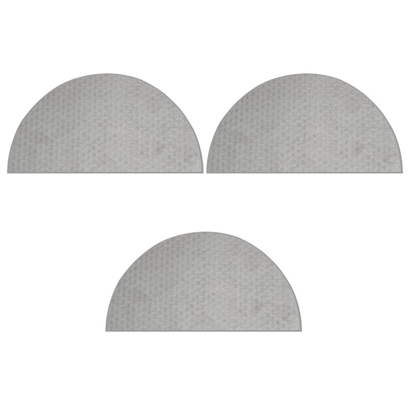 Tapis gris en polyester touffeté à la machine Mauritz, Demi-cercle 1 pi 6 po x 3 pi