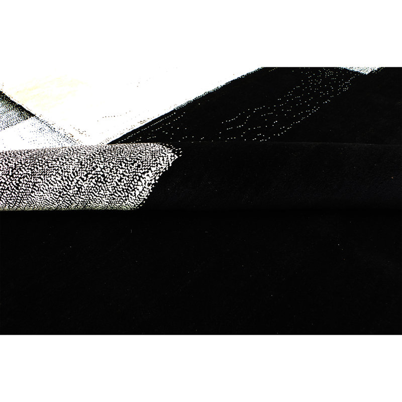 Hand Knotted Patchwork Area Rug in Black/Gray/Beige/Blue, Rectangle 9' x 12'