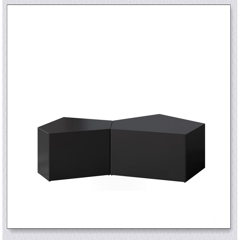 Irregular Pentagon Nesting Coffee Table Set, Geometric Coffee Table Set, Side Table Set, Black