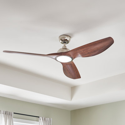 Ventilateur de plafond Kichler Imari 65 pouces en nickel poli avec éclairage DEL, pales en noyer et commande murale