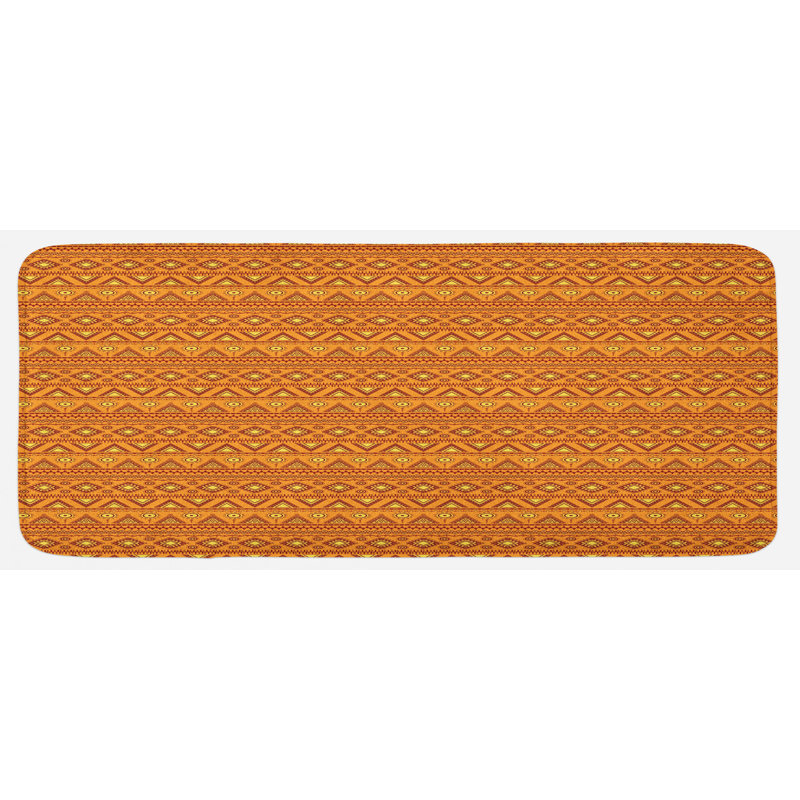 Rustic Striped Synthetic Kitchen Mat