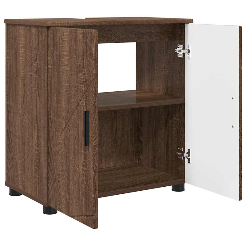 Bathroom Furniture Suite, Dark Brown Wood