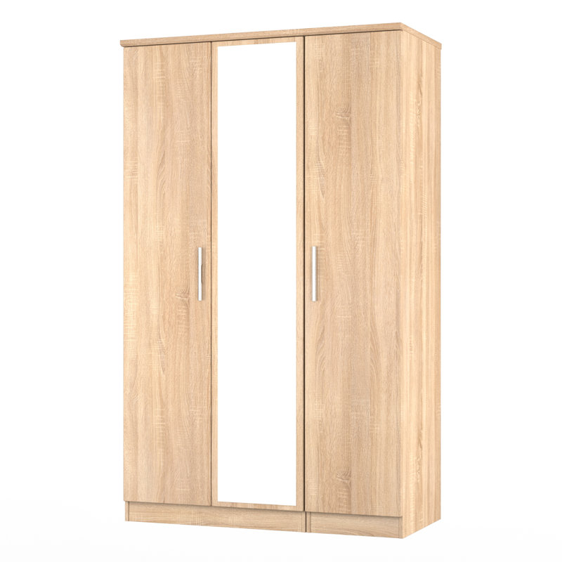 Borgeson Triple Mirror Wardrobe , Bardolino Oak