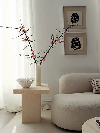Raw Edge Travertine Side Table