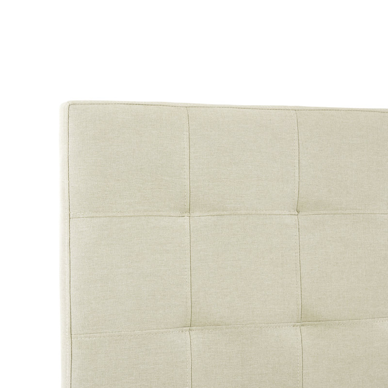 Classic Tufted Adjustable Upholstered Queen Headboard in Linen Fabric, Metal Legs, Cream