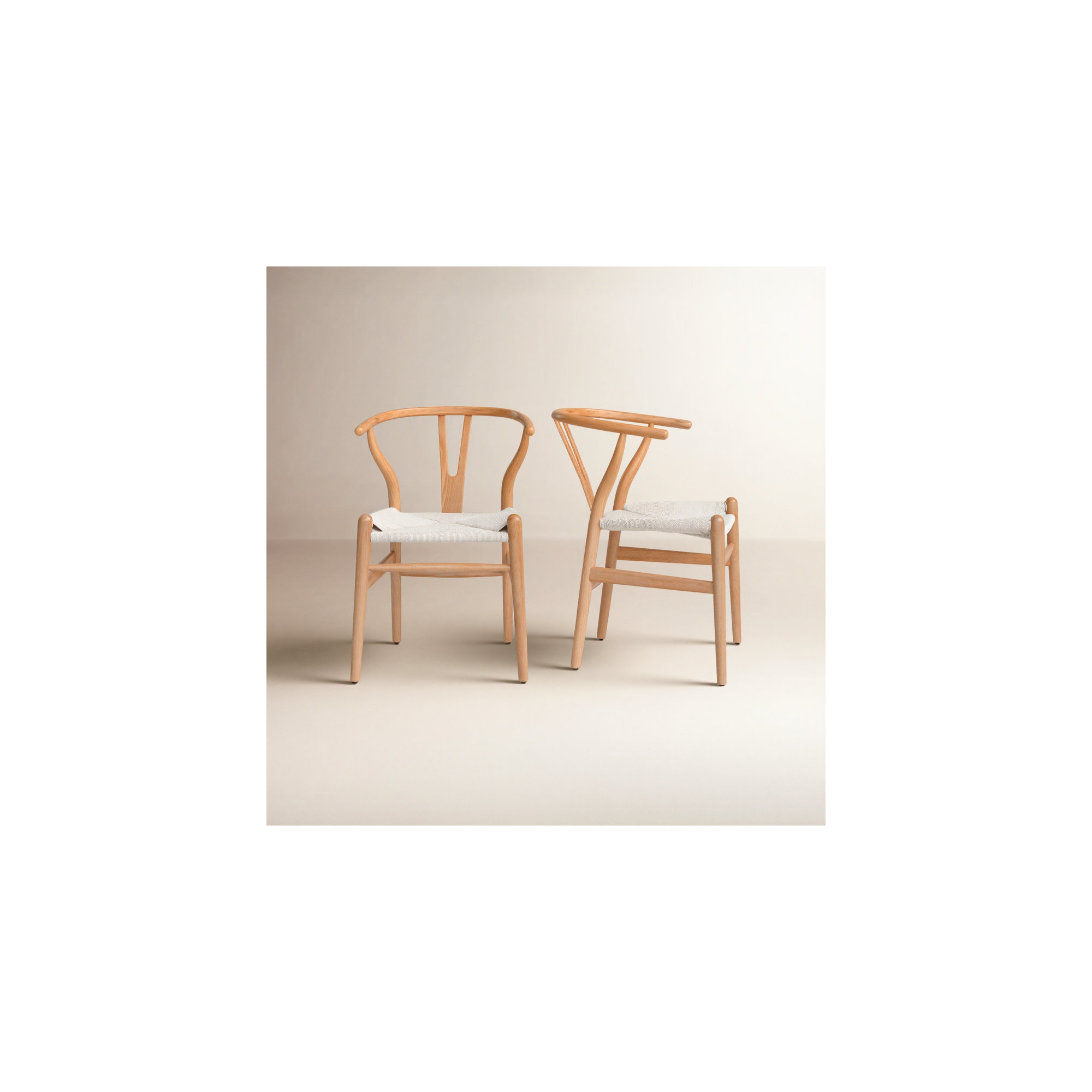 Wyn Woven Solid Wood Dining Chair, Natural, 2