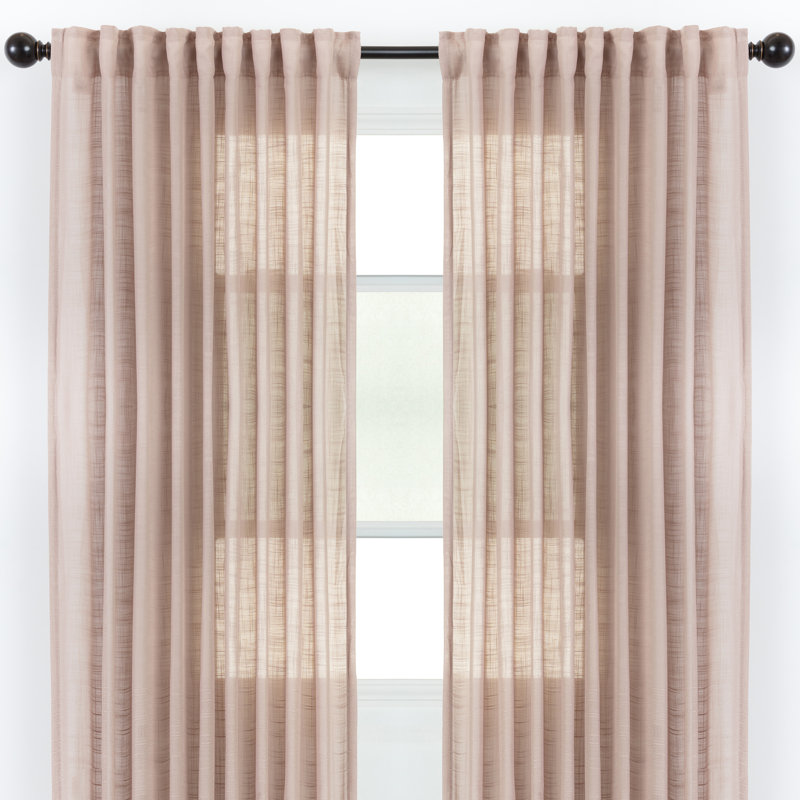 Paire de rideaux semi-transparents avec passe-tringle Misenheimer, 52 po x 108 po, Brun clair
