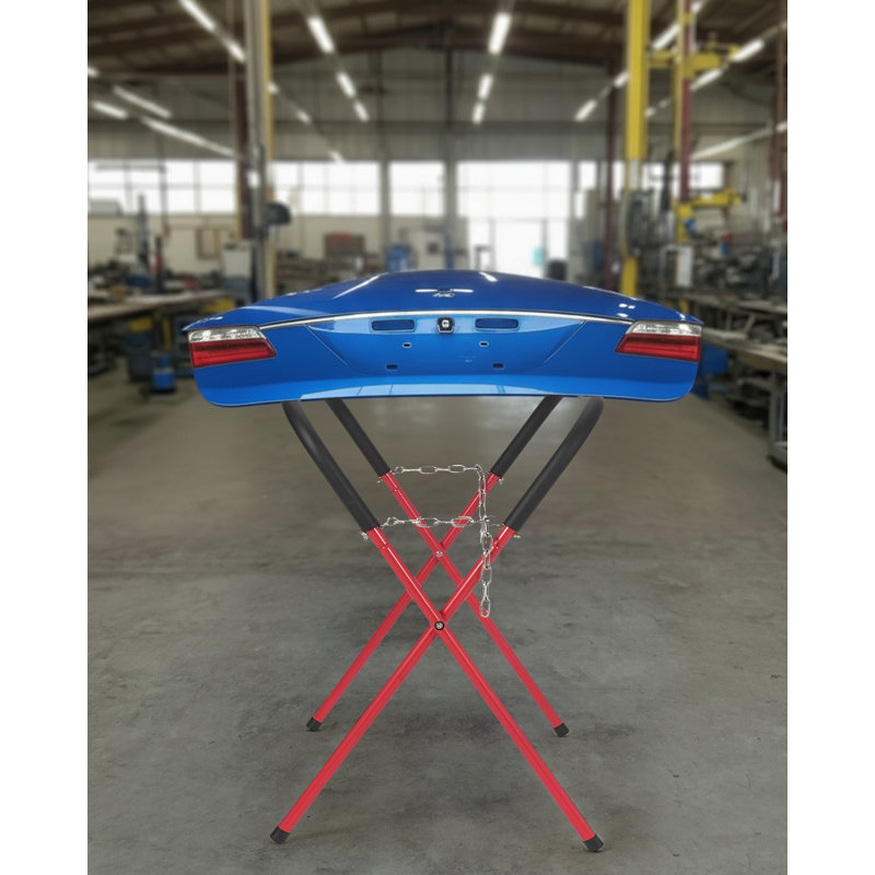 Paquet de 1 support pliable pour carrosseries, capacité de 500 lb, hauteur réglable pour panneaux de voiture et capots, rouge, 41 po