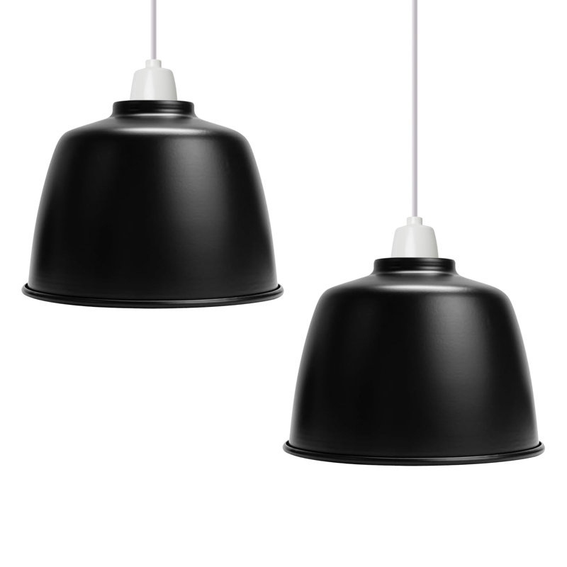 13.5cm H Metal Drum Lamp Shade ( Screw On ) in Black