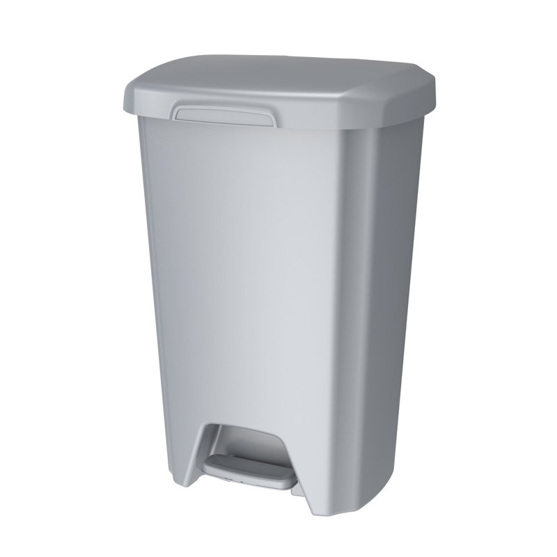 Poubelle à pédale Hefty Select de 49 pintes avec couvercle, poubelle mains libres pour salle de bain et cuisine, acier inoxydable brossé, lot de 2