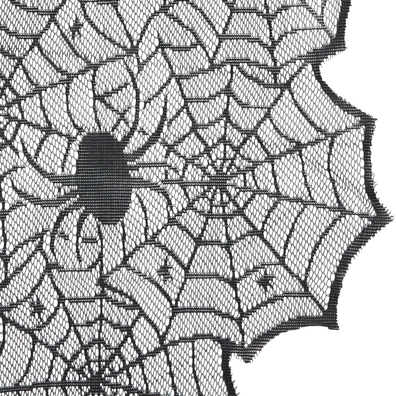 Black Polyester Spiderweb Net Table Runner, 18" x 72"